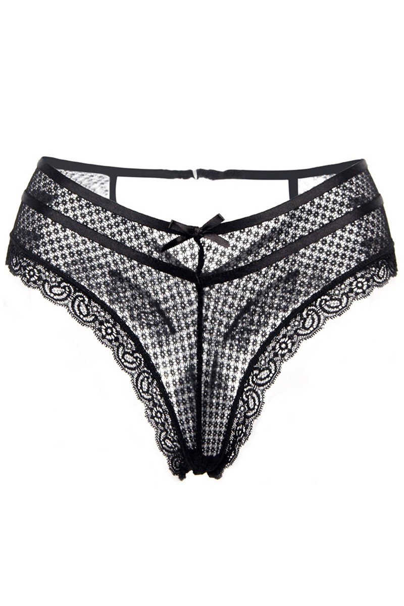 Tanga noir dentelle - Paris Hollywood